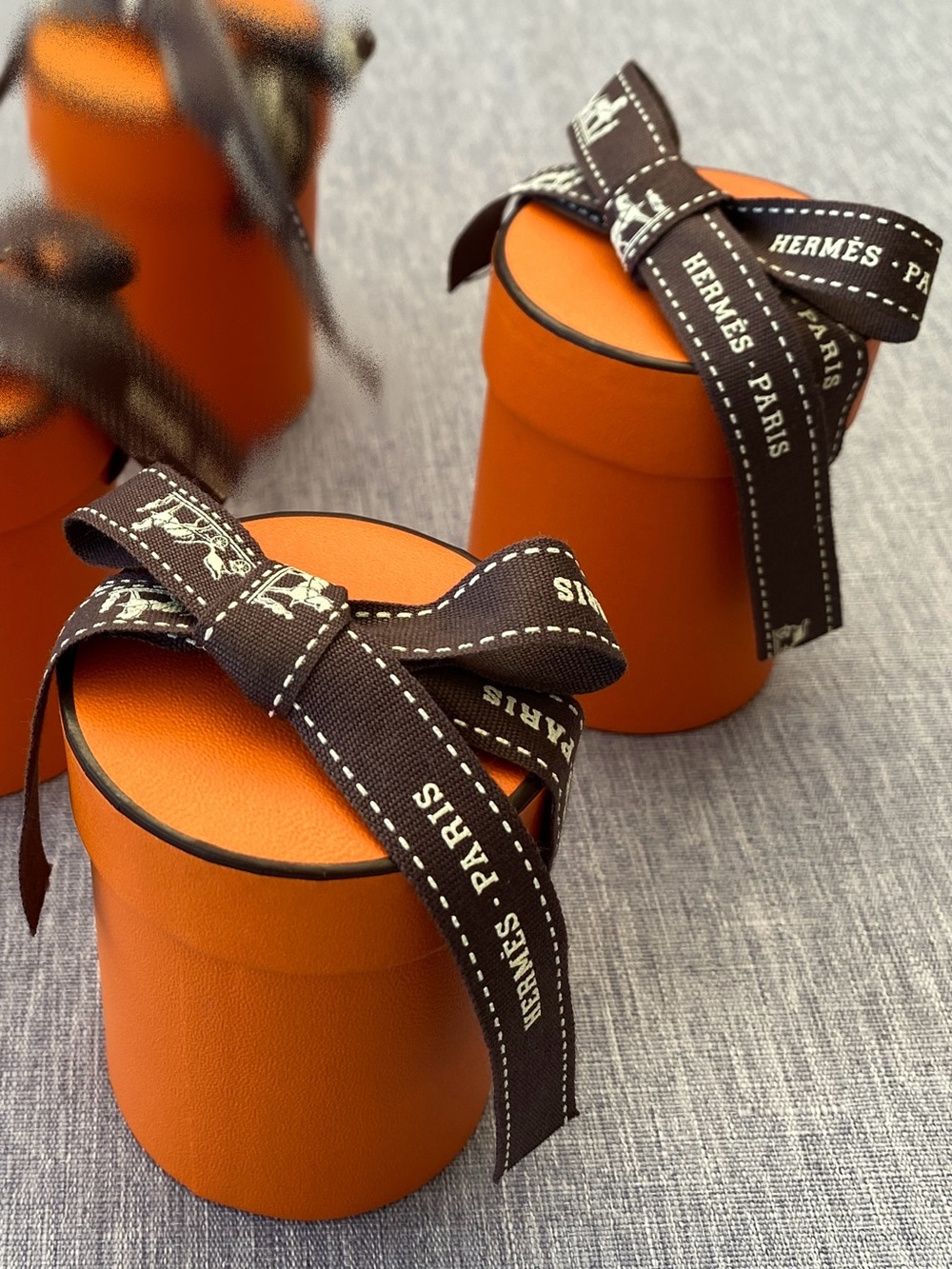 NWOT Authentic Hermès | Set of 2 Orange Gift Boxes With Ribbon | Decoration